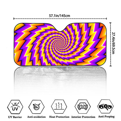 Yellow Twisted Moving Optical Illusion Car Windshield Sun Shade