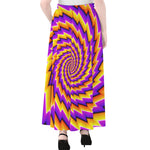 Yellow Twisted Moving Optical Illusion Chiffon Maxi Skirt