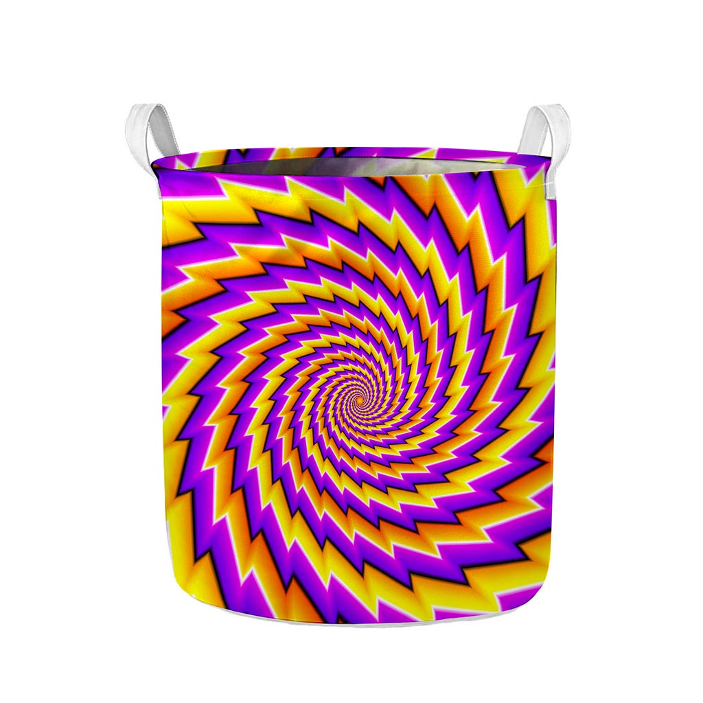 Yellow Twisted Moving Optical Illusion Collapsible Laundry Basket