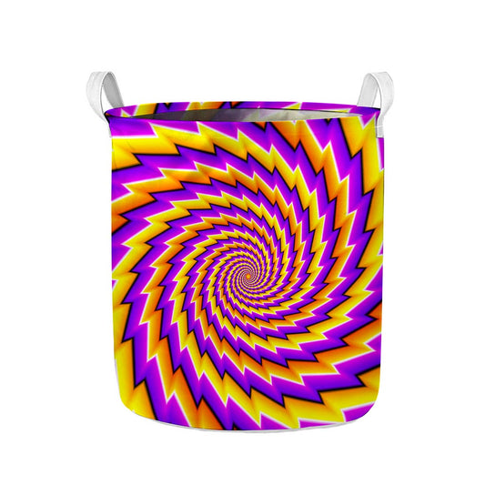 Yellow Twisted Moving Optical Illusion Collapsible Laundry Basket
