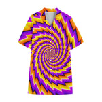 Yellow Twisted Moving Optical Illusion Cotton Hawaiian Shirt