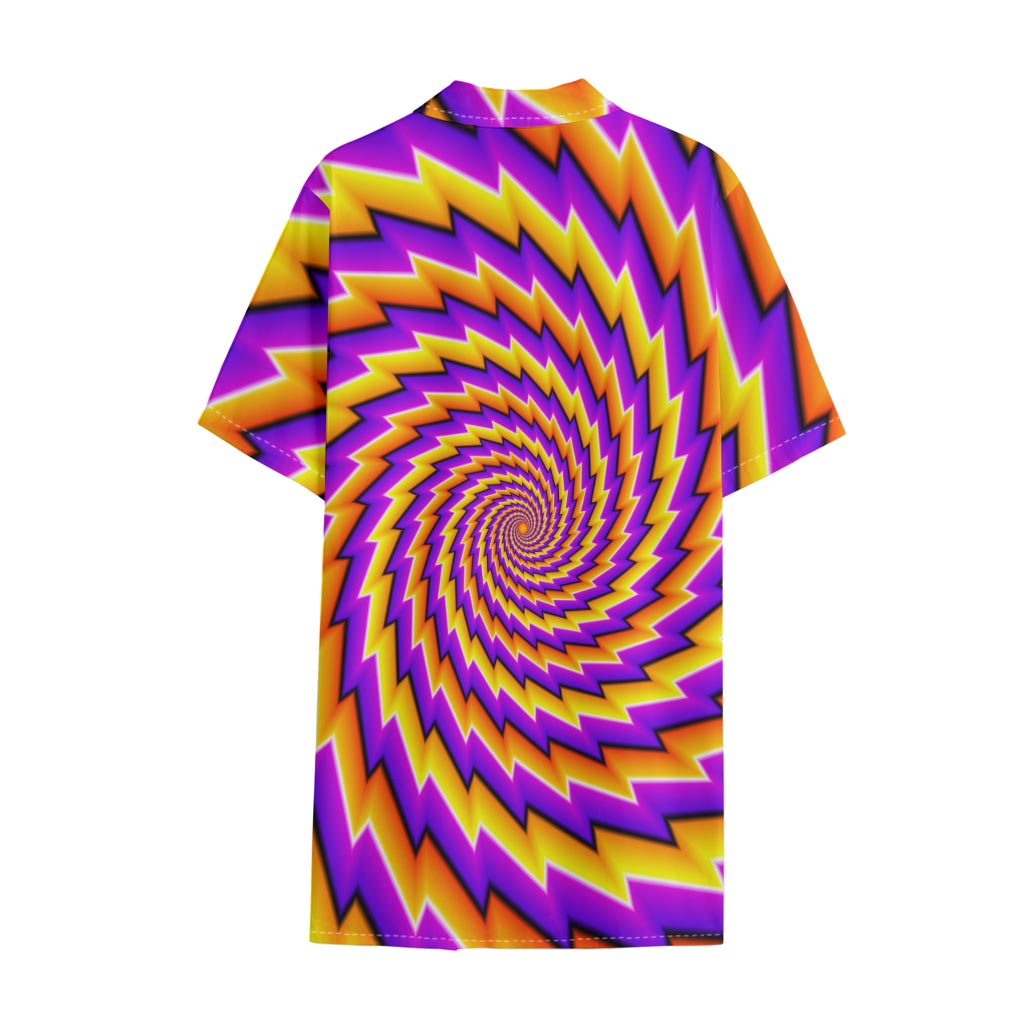 Yellow Twisted Moving Optical Illusion Cotton Hawaiian Shirt