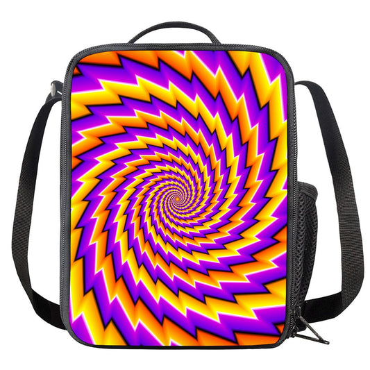Yellow Twisted Moving Optical Illusion Crossbody Lunch Bag