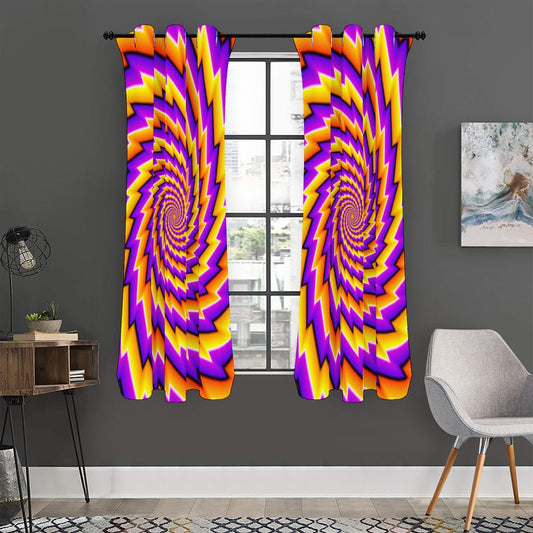 Yellow Twisted Moving Optical Illusion Curtain