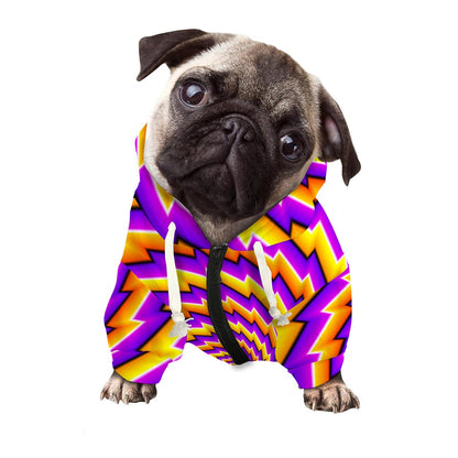 Yellow Twisted Moving Optical Illusion Dog Zip Up Hoodie
