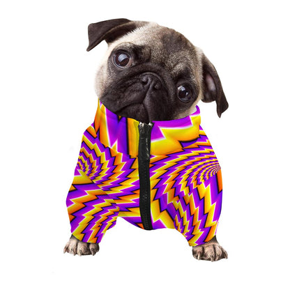 Yellow Twisted Moving Optical Illusion Dog Zip Up Jacket