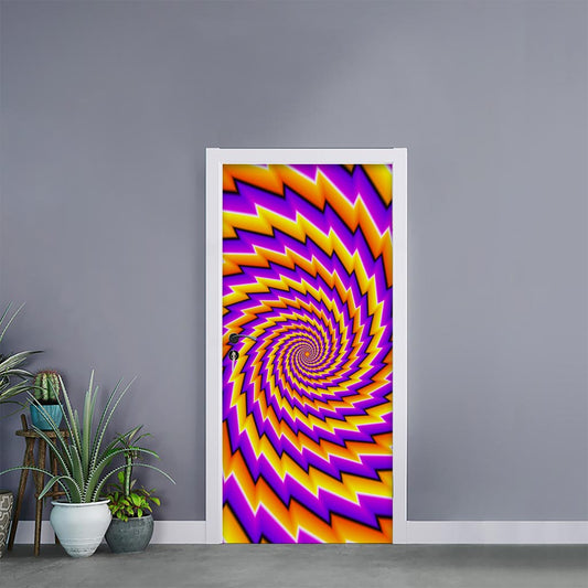 Yellow Twisted Moving Optical Illusion Door Sticker