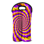 Yellow Twisted Moving Optical Illusion Double Neoprene Wine Tote