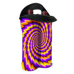 Yellow Twisted Moving Optical Illusion Double Neoprene Wine Tote