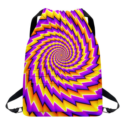 Yellow Twisted Moving Optical Illusion Drawstring Backpack