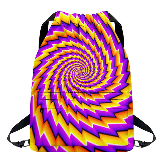 Yellow Twisted Moving Optical Illusion Drawstring Backpack