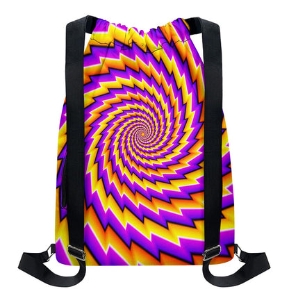Yellow Twisted Moving Optical Illusion Drawstring Backpack