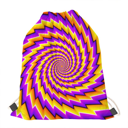 Yellow Twisted Moving Optical Illusion Drawstring Bag