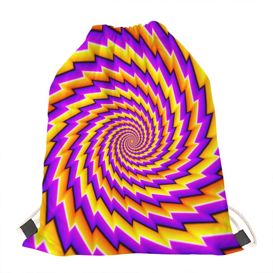 Yellow Twisted Moving Optical Illusion Drawstring Bag