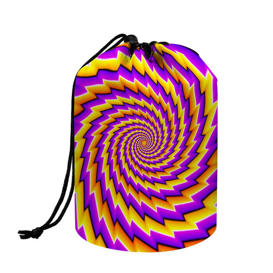 Yellow Twisted Moving Optical Illusion Drawstring Makeup Bag