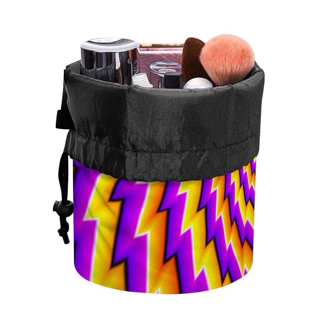 Yellow Twisted Moving Optical Illusion Drawstring Makeup Bag
