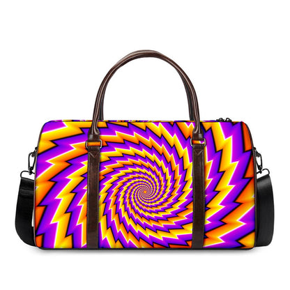 Yellow Twisted Moving Optical Illusion Duffle Bag