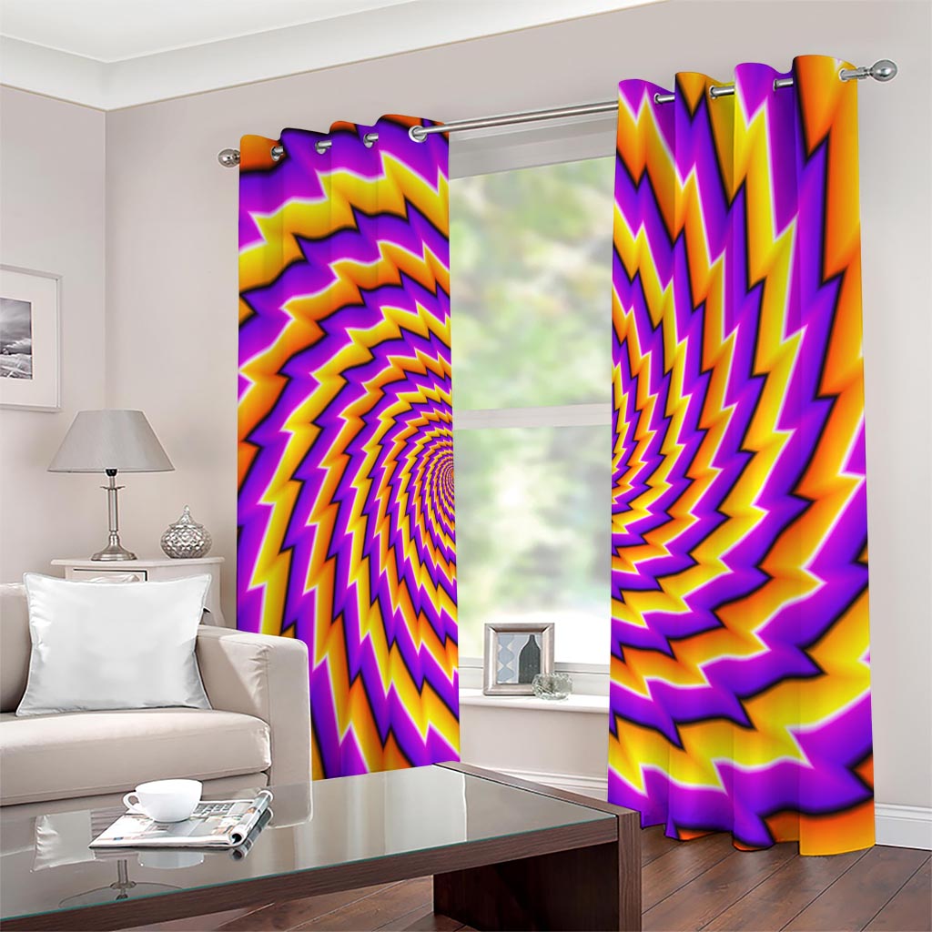 Yellow Twisted Moving Optical Illusion Extra Wide Grommet Curtains