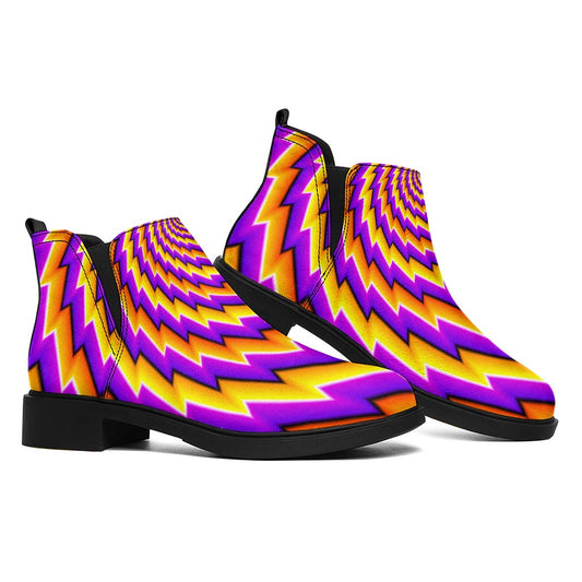 Yellow Twisted Moving Optical Illusion Flat Ankle Boots