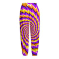 Yellow Twisted Moving Optical Illusion Fleece Lined Knit Pants