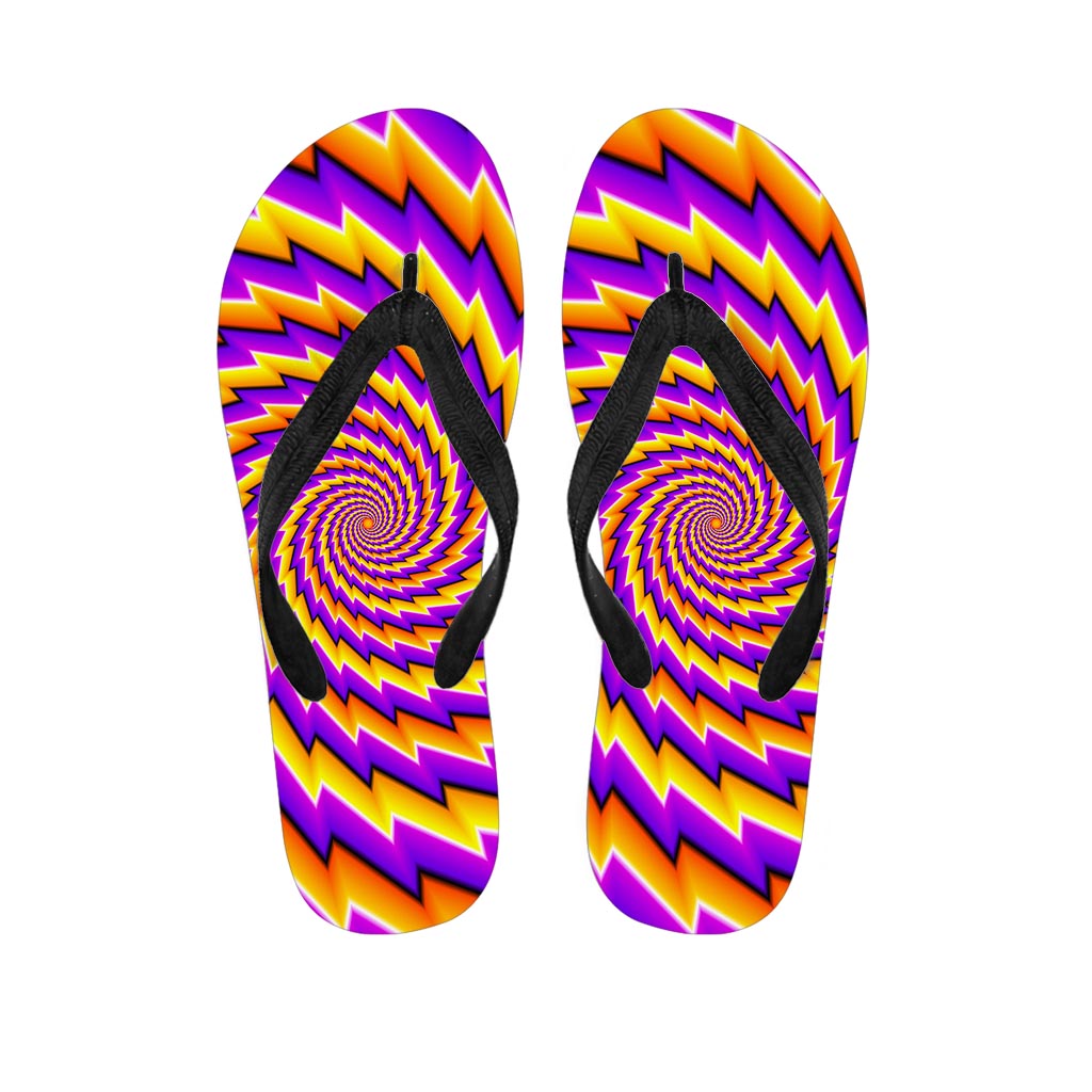 Yellow Twisted Moving Optical Illusion Flip Flops