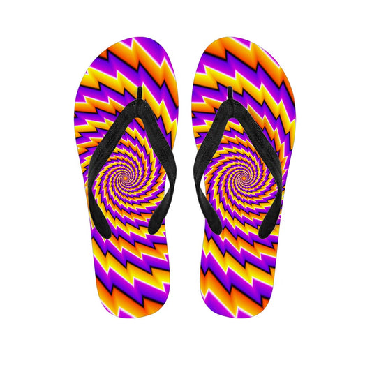 Yellow Twisted Moving Optical Illusion Flip Flops