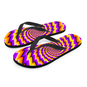 Yellow Twisted Moving Optical Illusion Flip Flops