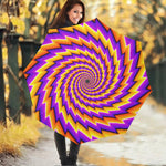 Yellow Twisted Moving Optical Illusion Foldable Umbrella