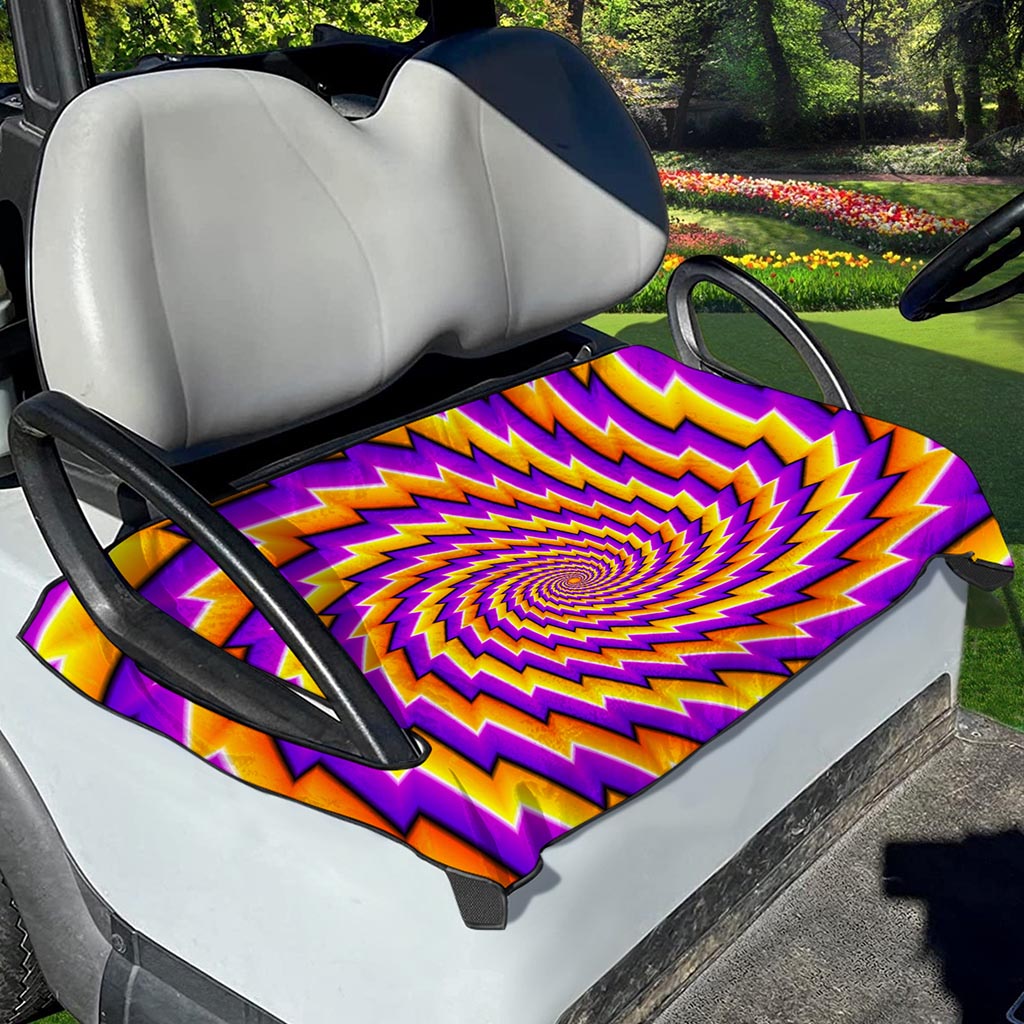 Yellow Twisted Moving Optical Illusion Golf Cart Seat Cover