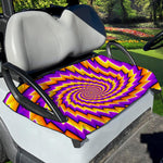 Yellow Twisted Moving Optical Illusion Golf Cart Seat Cover