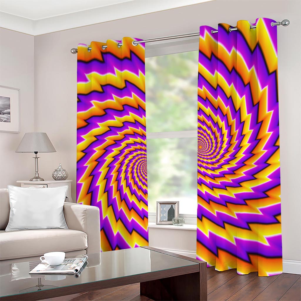Yellow Twisted Moving Optical Illusion Grommet Curtains
