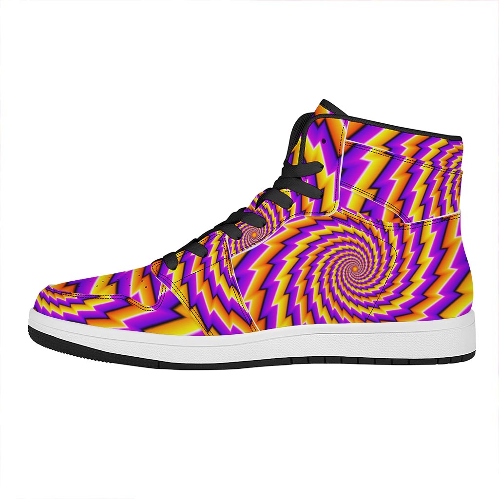 Yellow Twisted Moving Optical Illusion High Top Leather Sneakers