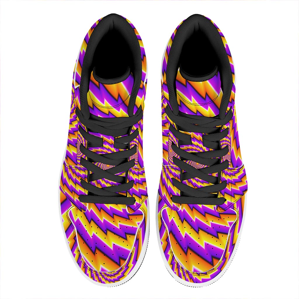 Yellow Twisted Moving Optical Illusion High Top Leather Sneakers