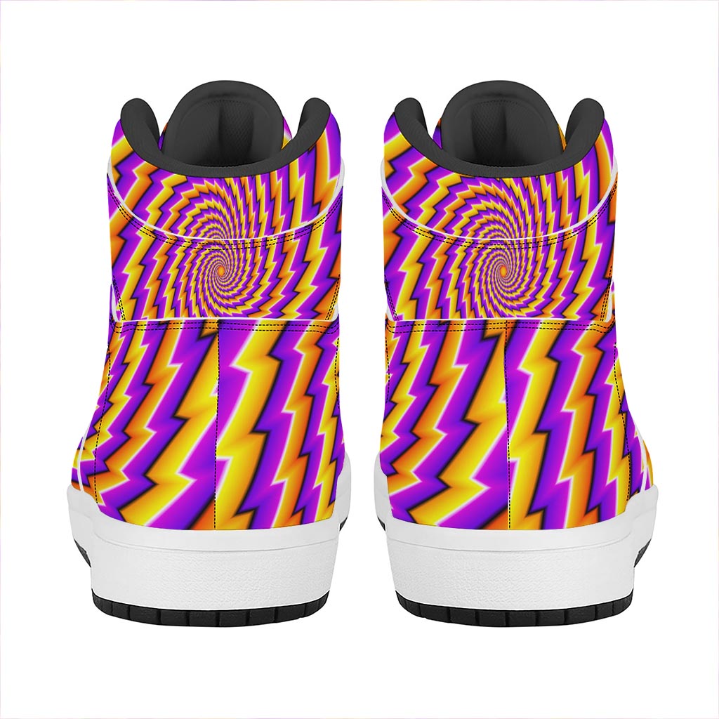 Yellow Twisted Moving Optical Illusion High Top Leather Sneakers