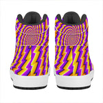 Yellow Twisted Moving Optical Illusion High Top Leather Sneakers