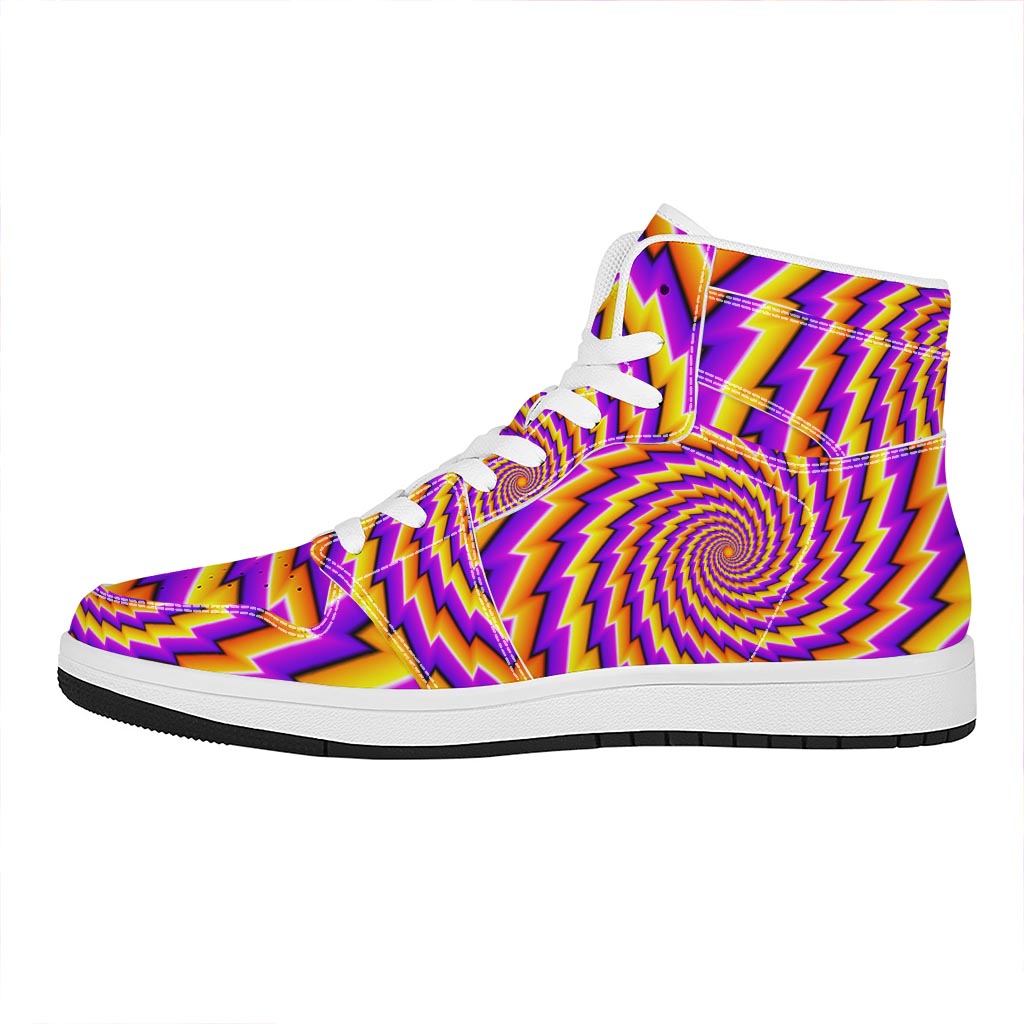 Yellow Twisted Moving Optical Illusion High Top Leather Sneakers