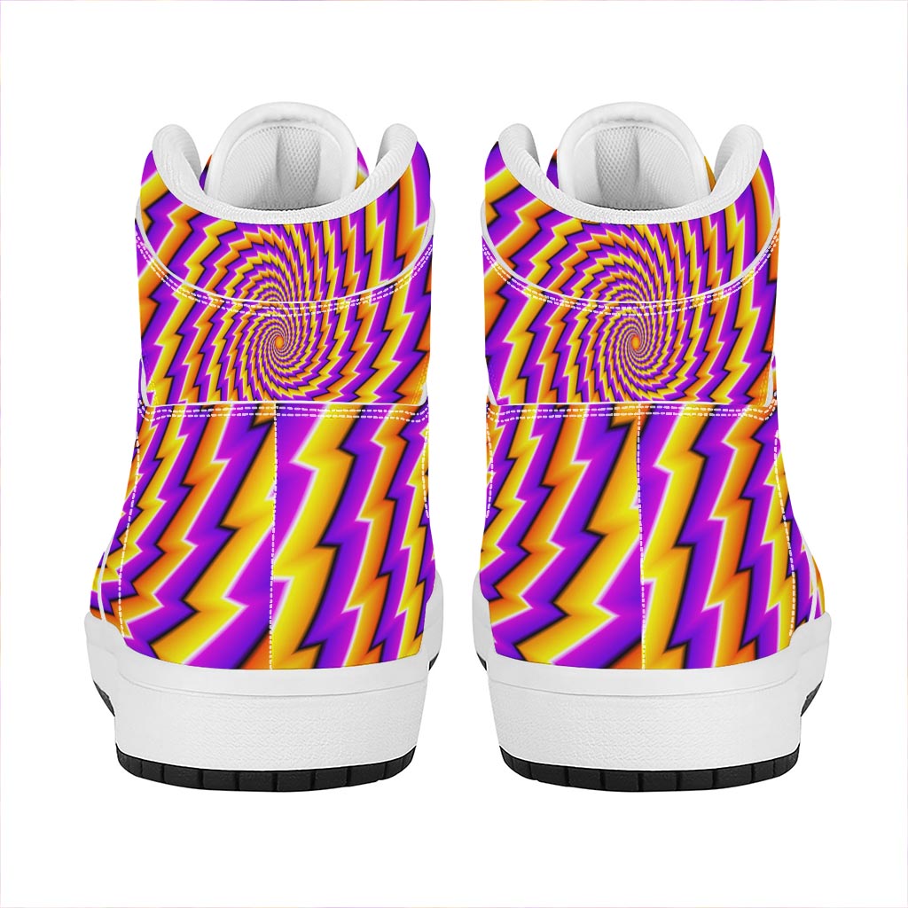 Yellow Twisted Moving Optical Illusion High Top Leather Sneakers