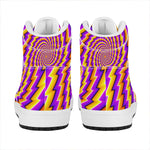 Yellow Twisted Moving Optical Illusion High Top Leather Sneakers