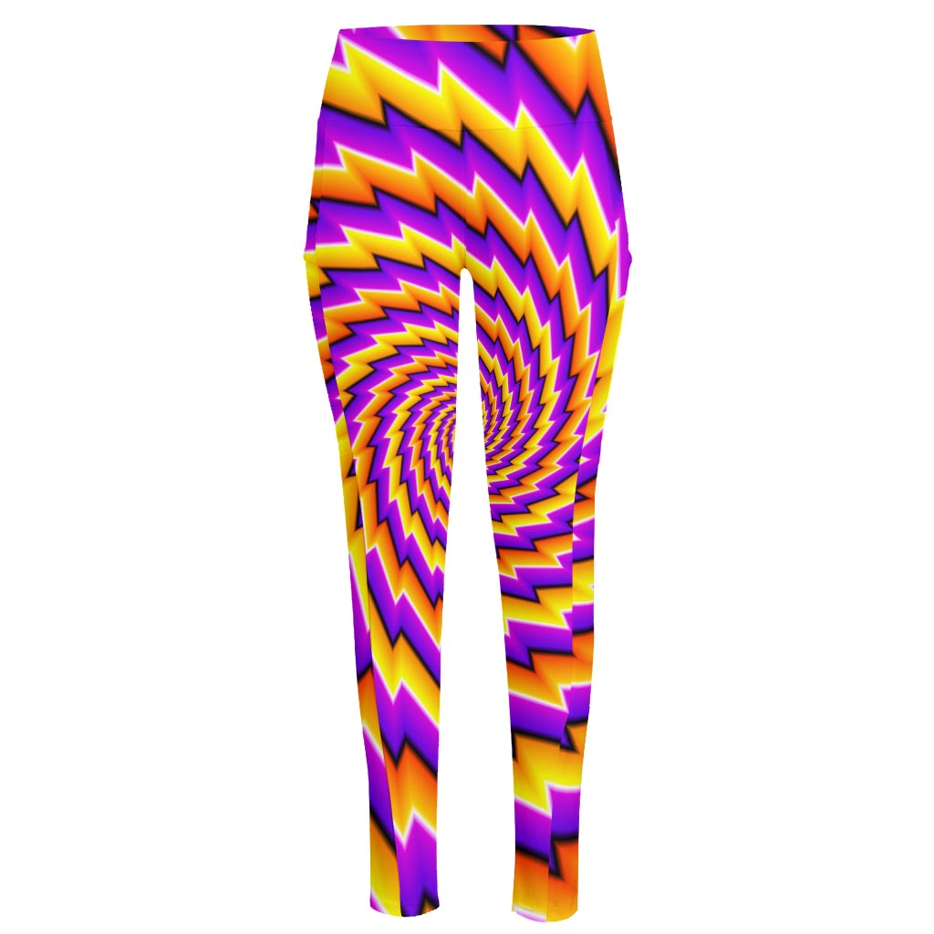 Yellow Twisted Moving Optical Illusion High-Waisted Pocket Leggings