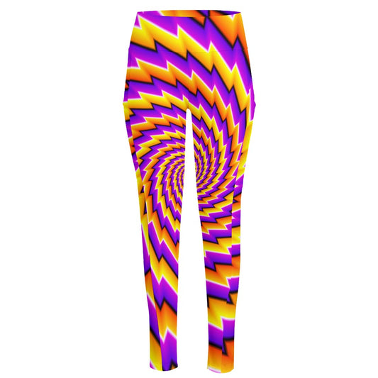 Yellow Twisted Moving Optical Illusion High-Waisted Pocket Leggings