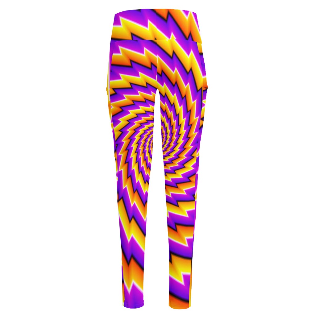 Yellow Twisted Moving Optical Illusion High-Waisted Pocket Leggings