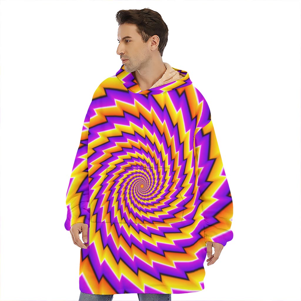 Yellow Twisted Moving Optical Illusion Hoodie Blanket