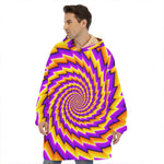 Yellow Twisted Moving Optical Illusion Hoodie Blanket