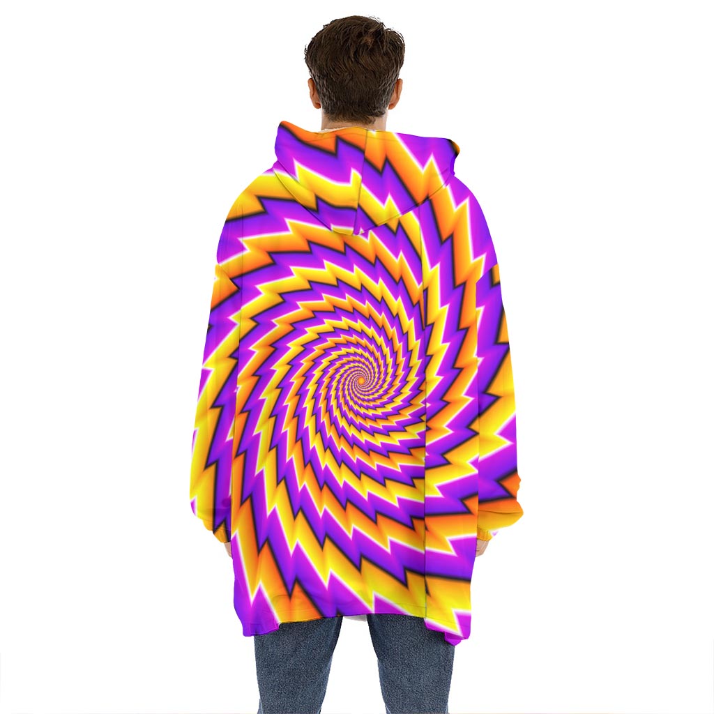 Yellow Twisted Moving Optical Illusion Hoodie Blanket