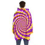 Yellow Twisted Moving Optical Illusion Hoodie Blanket