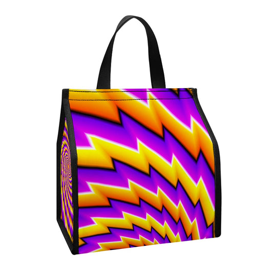 Yellow Twisted Moving Optical Illusion Insulated Lunch Tote