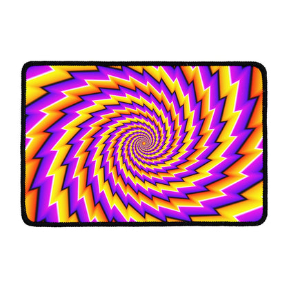 Yellow Twisted Moving Optical Illusion Kitchen Mat