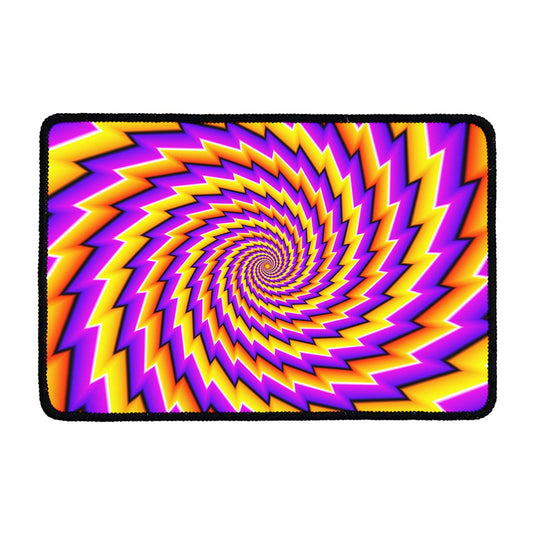 Yellow Twisted Moving Optical Illusion Kitchen Mat