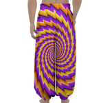 Yellow Twisted Moving Optical Illusion Lantern Pants
