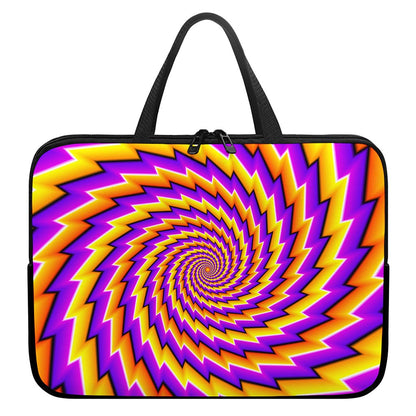 Yellow Twisted Moving Optical Illusion Laptop Sleeve With Handle